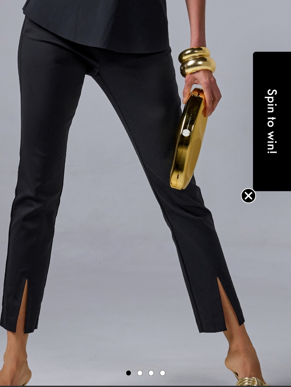 Boston Proper Black Straight-Leg Slit Ankle Pants